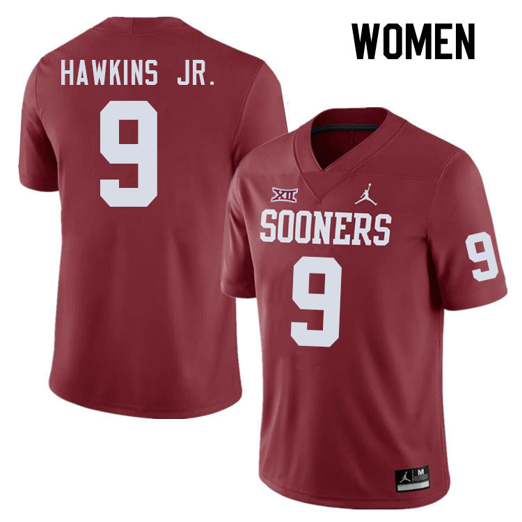 Women #9 Michael Hawkins Jr. Oklahoma Sooners College Football Jerseys Stitched-Crimson